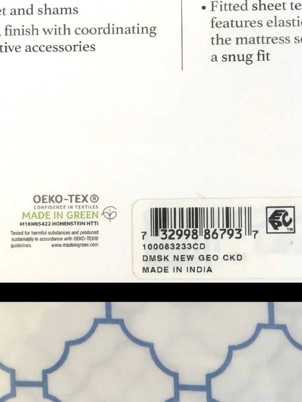 new ARABESQUE Charter Club 550 TC Cotton CAL KING X-Deep Sheet Set BLUE on WHITE